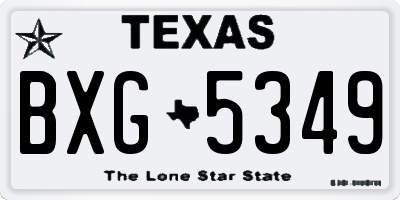 TX license plate BXG5349