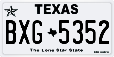 TX license plate BXG5352