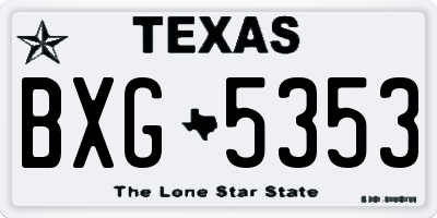 TX license plate BXG5353