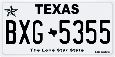 TX license plate BXG5355