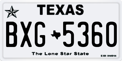TX license plate BXG5360