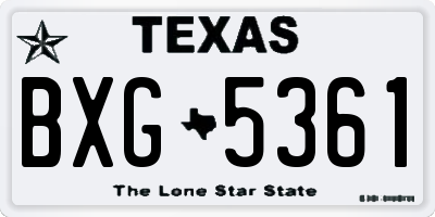TX license plate BXG5361