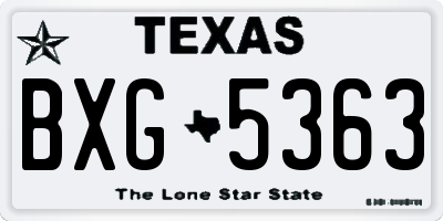 TX license plate BXG5363
