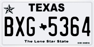 TX license plate BXG5364
