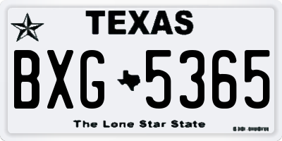 TX license plate BXG5365