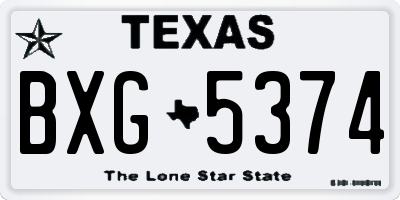 TX license plate BXG5374
