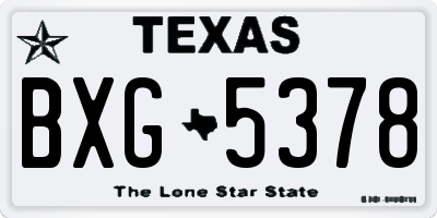 TX license plate BXG5378