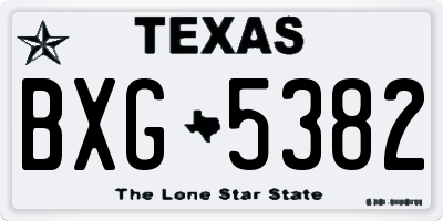 TX license plate BXG5382