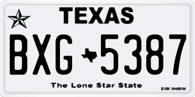 TX license plate BXG5387