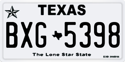 TX license plate BXG5398