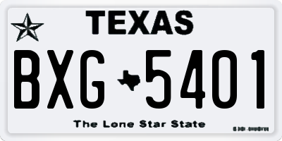 TX license plate BXG5401