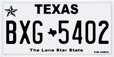 TX license plate BXG5402