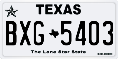 TX license plate BXG5403