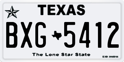 TX license plate BXG5412