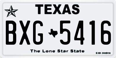 TX license plate BXG5416