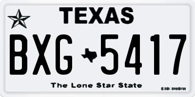 TX license plate BXG5417