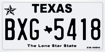 TX license plate BXG5418