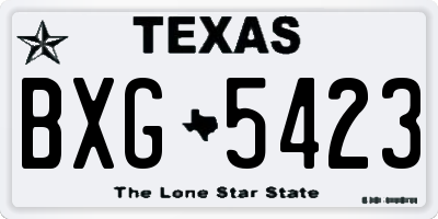 TX license plate BXG5423