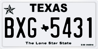 TX license plate BXG5431