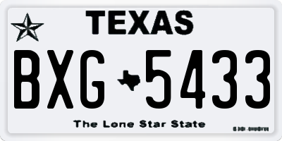 TX license plate BXG5433