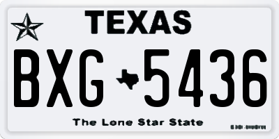 TX license plate BXG5436