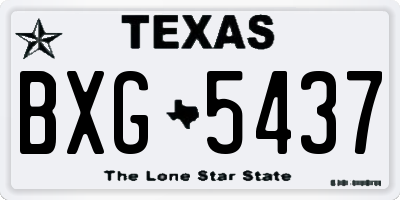 TX license plate BXG5437