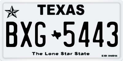 TX license plate BXG5443