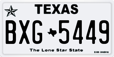 TX license plate BXG5449