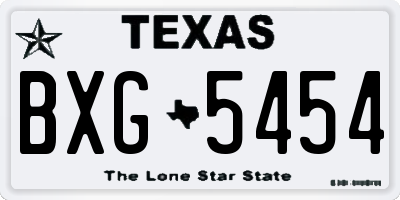 TX license plate BXG5454