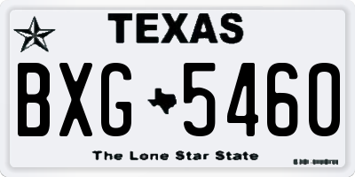 TX license plate BXG5460
