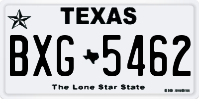TX license plate BXG5462