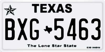 TX license plate BXG5463