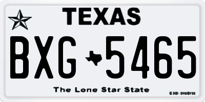 TX license plate BXG5465