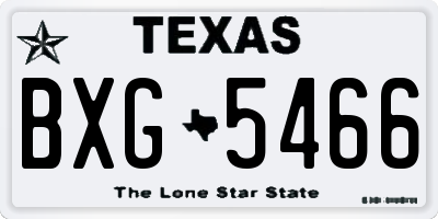 TX license plate BXG5466
