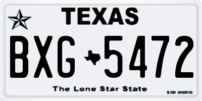 TX license plate BXG5472