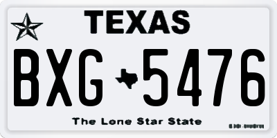 TX license plate BXG5476