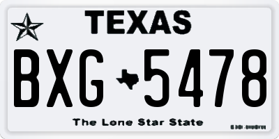 TX license plate BXG5478