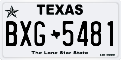 TX license plate BXG5481