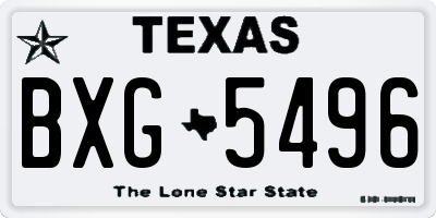 TX license plate BXG5496
