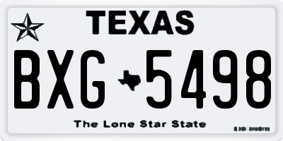 TX license plate BXG5498