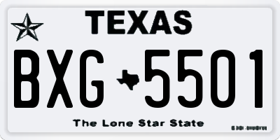 TX license plate BXG5501