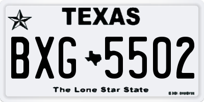 TX license plate BXG5502
