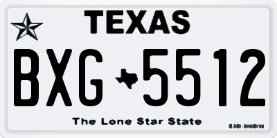 TX license plate BXG5512