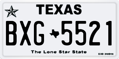 TX license plate BXG5521