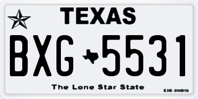 TX license plate BXG5531