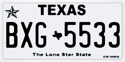 TX license plate BXG5533