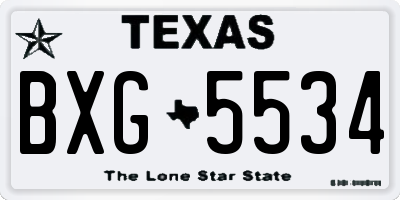 TX license plate BXG5534