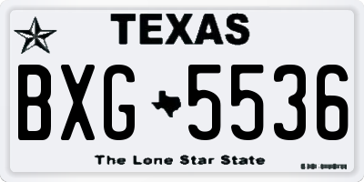 TX license plate BXG5536