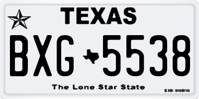 TX license plate BXG5538