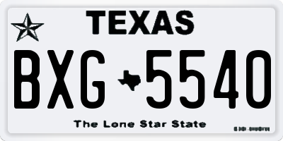 TX license plate BXG5540